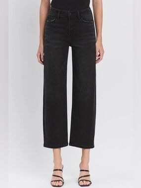NEW Vervet by Flying Monkey Kate High-Rise Wide Barrel Leg Jeans - Chateau Black